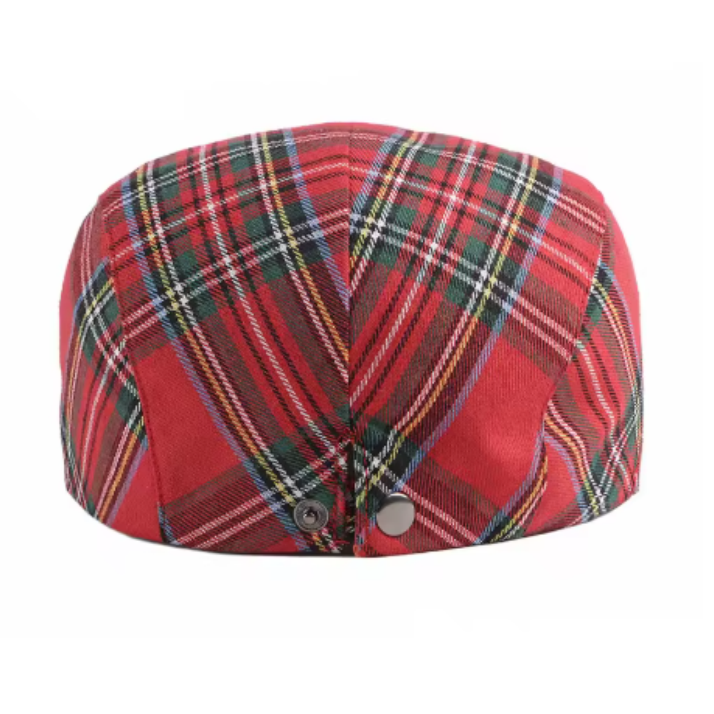 Boina estilo escocés a cadros con 3 botóns para regular o tamaño