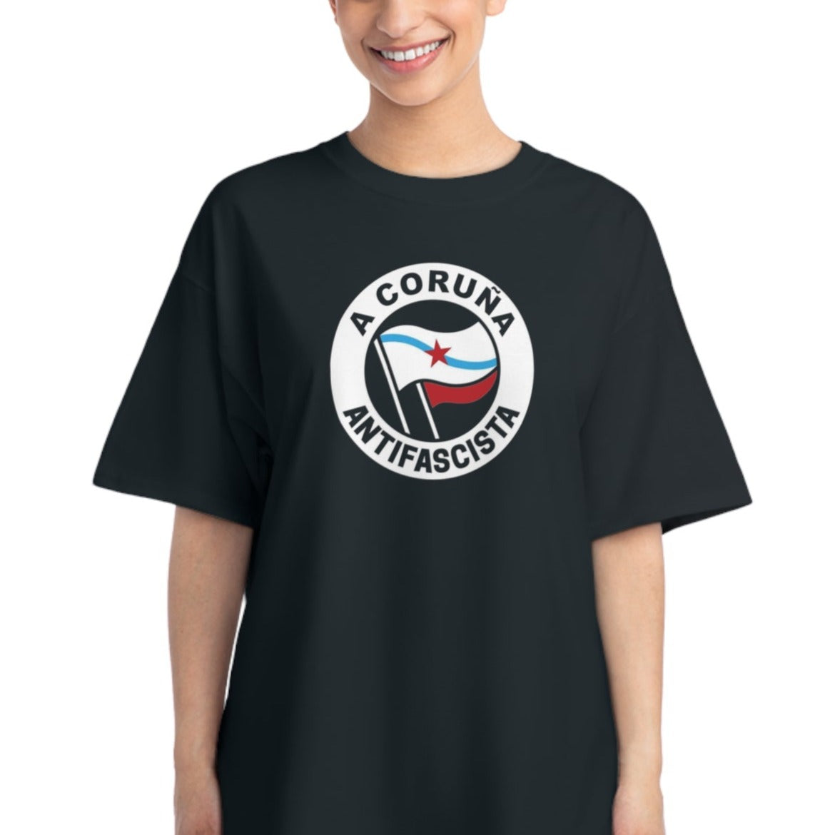 Camisola A Coruña antifascista (gal) - Unisex - 100% algodón de alta calidade